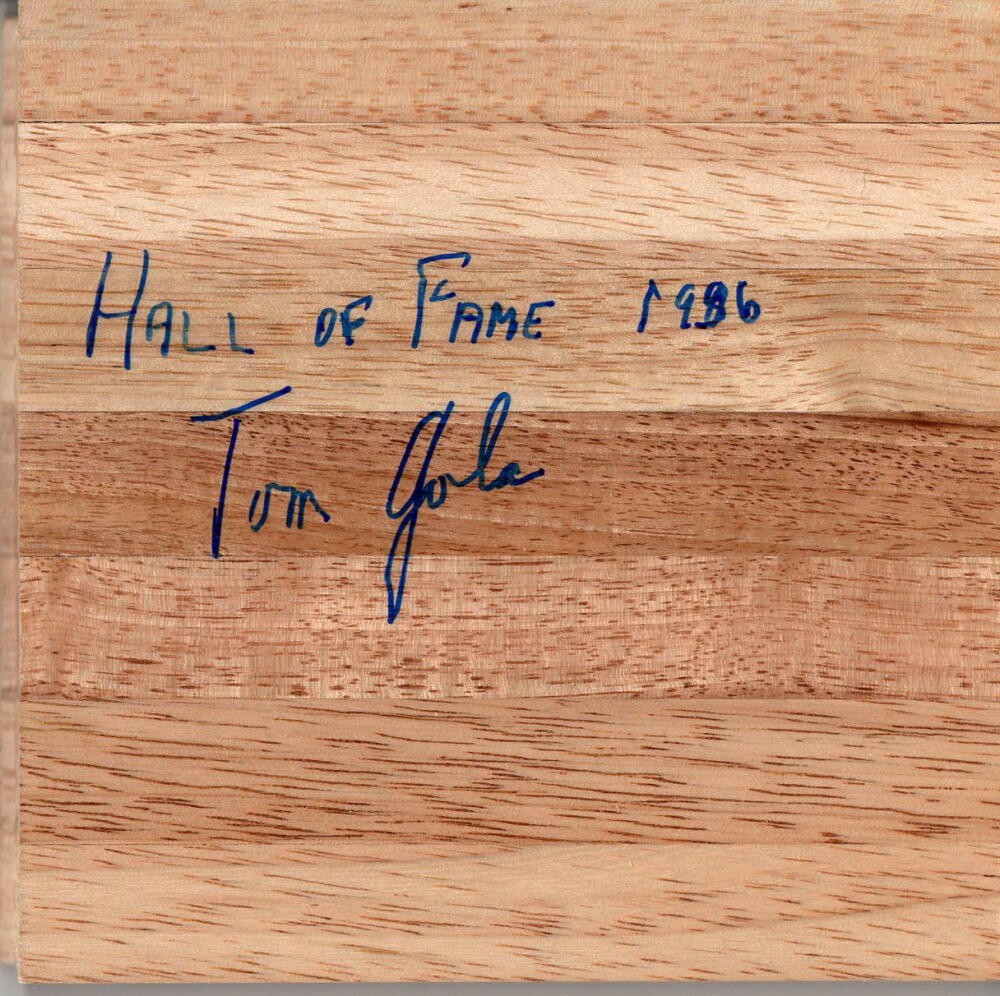 TOM GOLA SIGNED AUTOGRAPH - PARQUET FLOORBOARD - HALL OF FAME, LA SALLE, KNICKS