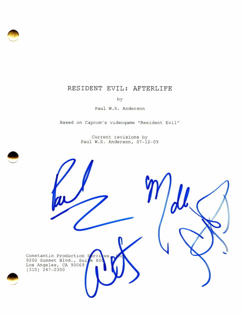 MILLA JOVOVICH +2 CAST SIGNED AUTOGRAPH - RESIDENT EVIL: AFTERLIFE MOVIE SCRIPT