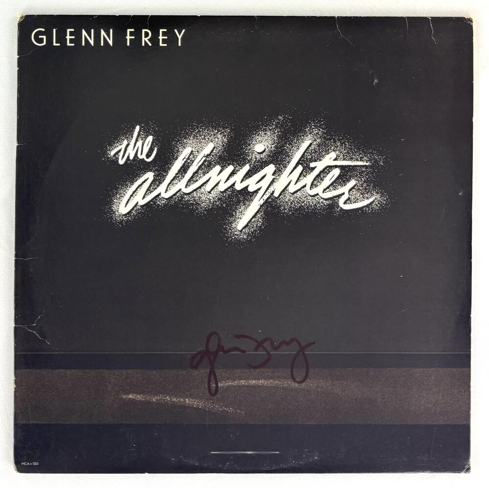Glenn Frey Eagles Signed Autograph Album Vinyl Record The Allnighter Beckett COA