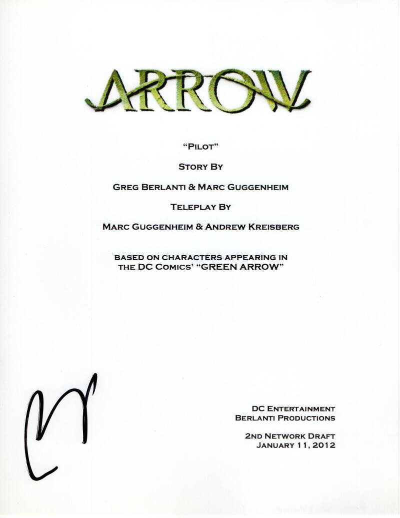 PAUL BLACKTHORNE SIGNED AUTOGRAPH - ARROW FULL PILOT SCRIPT - STEPHEN AMELL