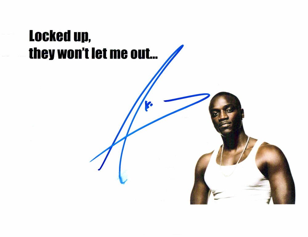 AKON SIGNED AUTOGRAPH MINI POSTER - LADY GAGA, KONVICTED, FREEDOM, LOCKED UP 1/1