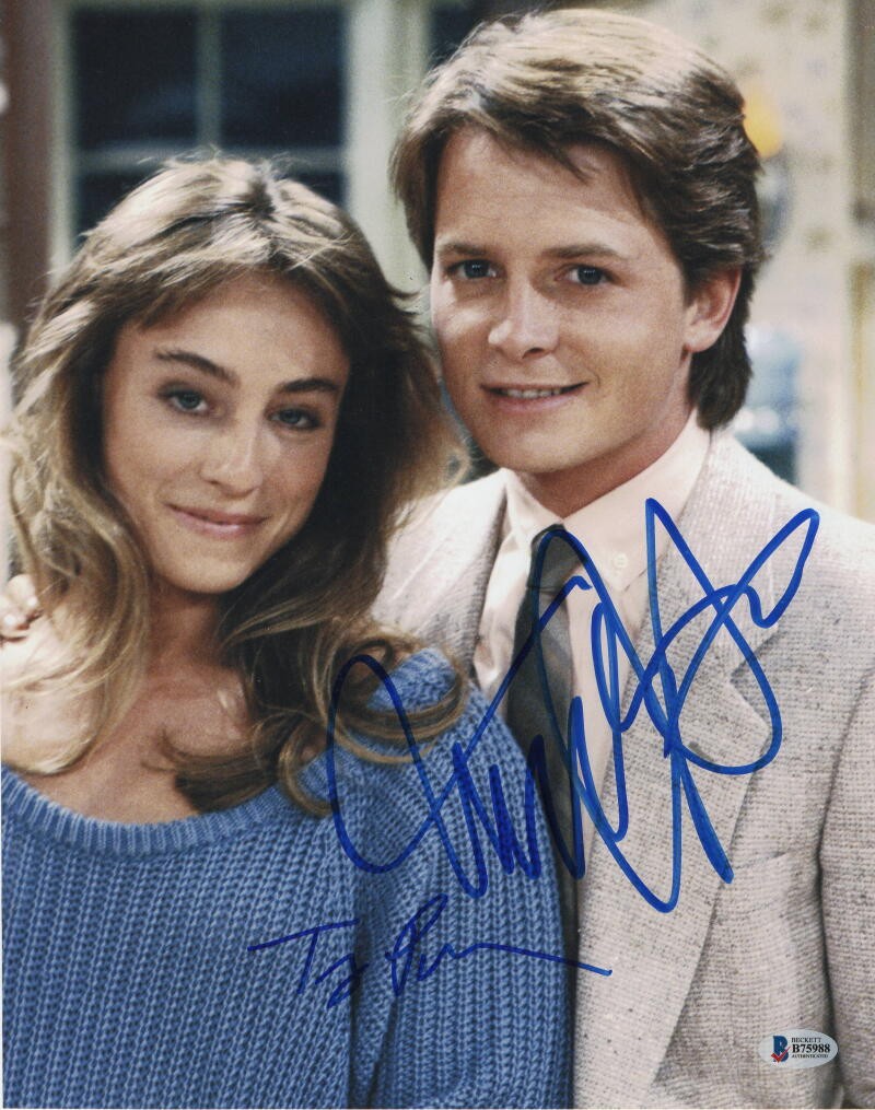 MICHAEL J FOX & TRACY POLLAN SIGNED AUTOGRAPH 11x14 PHOTO - FAMILY TIES, RARE!
