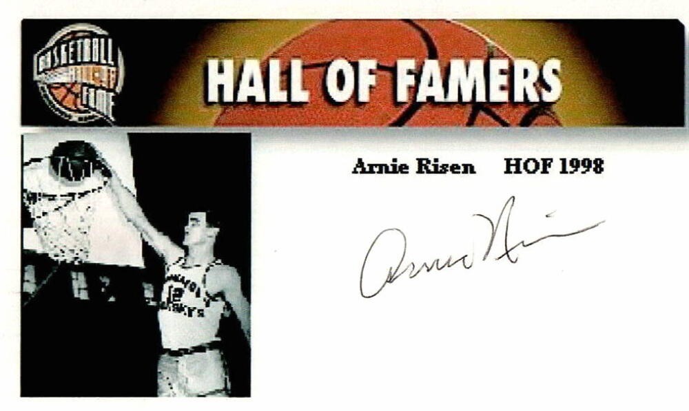 ARNIE RISEN SIGNED AUTOGRAPH - CUSTOM INDEX CARD - HALL OF FAME, BOSTON CELTICS