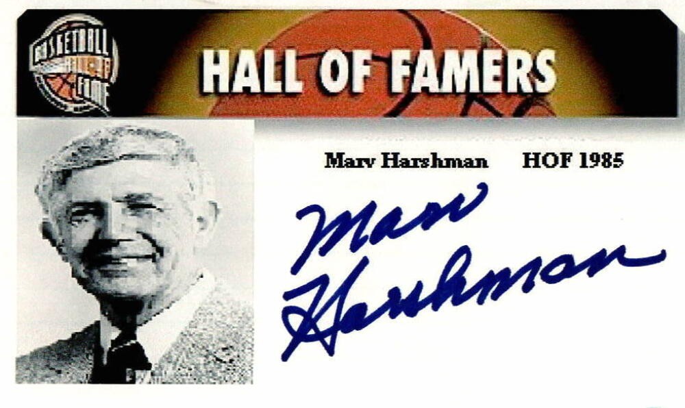 MARV HARSHMAN SIGNED AUTOGRAPH - CUSTOM INDEX CARD - HALL OF FAME, WASHINGTON