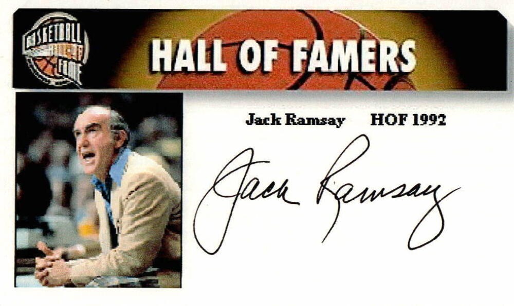 JACK RAMSAY SIGNED AUTOGRAPH - CUSTOM INDEX CARD - HALL OF FAME, TRAIL BLAZERS
