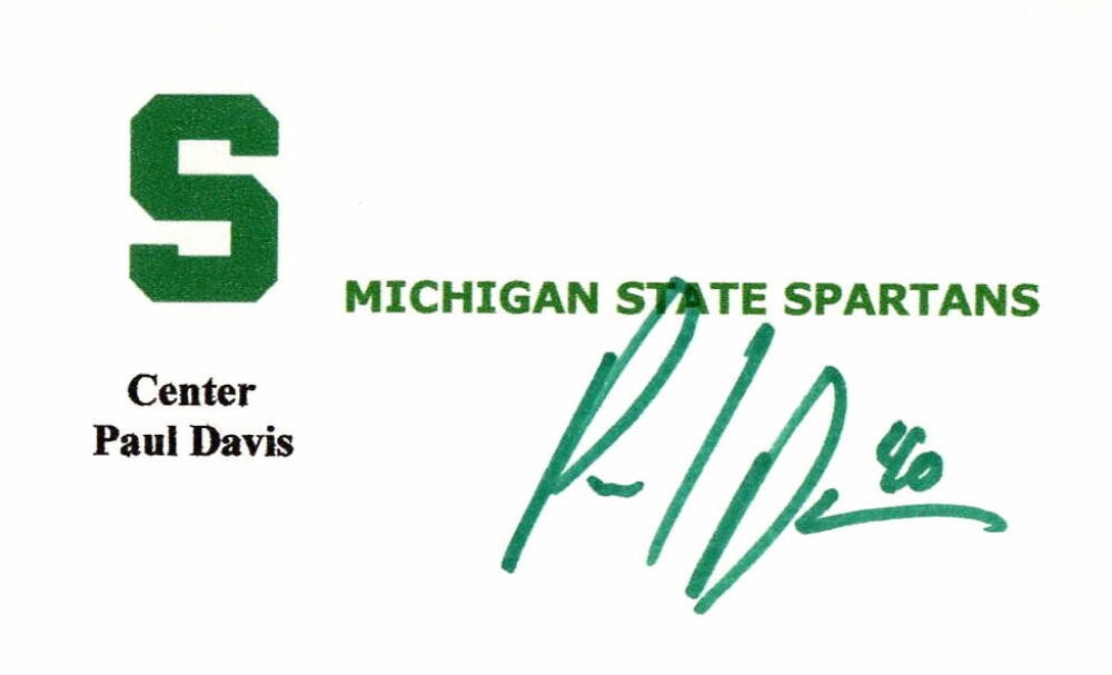 PAUL DAVIS SIGNED AUTOGRAPH - CUSTOM INDEX CARD - MICHIGAN STATE, LA CLIPPERS