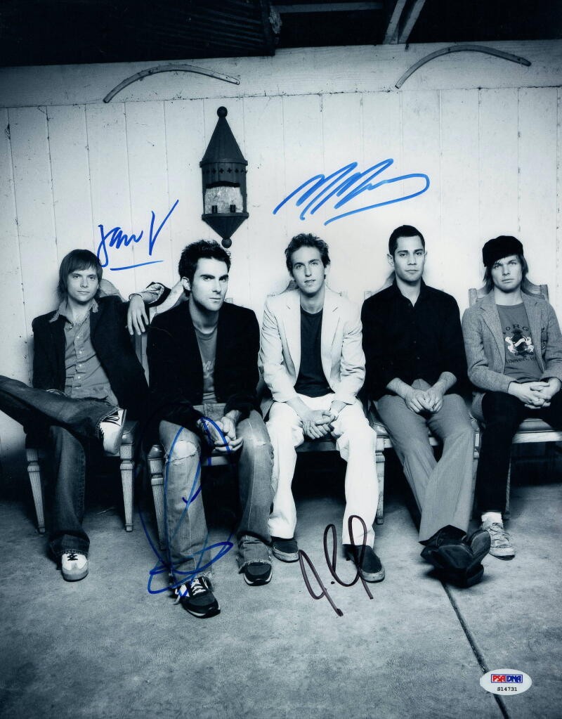 MAROON 5 BAND SIGNED AUTOGRAPH 11X14 PHOTO - ADAM LEVINE JESSE CARMICHAEL +2 PSA