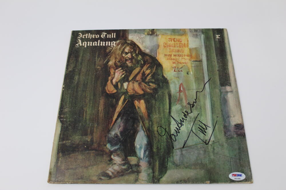 IAN ANDERSON SIGNED AUTOGRAPH ALBUM VINYL RECORD - JETHRO TULLO AQUALUNG PSA