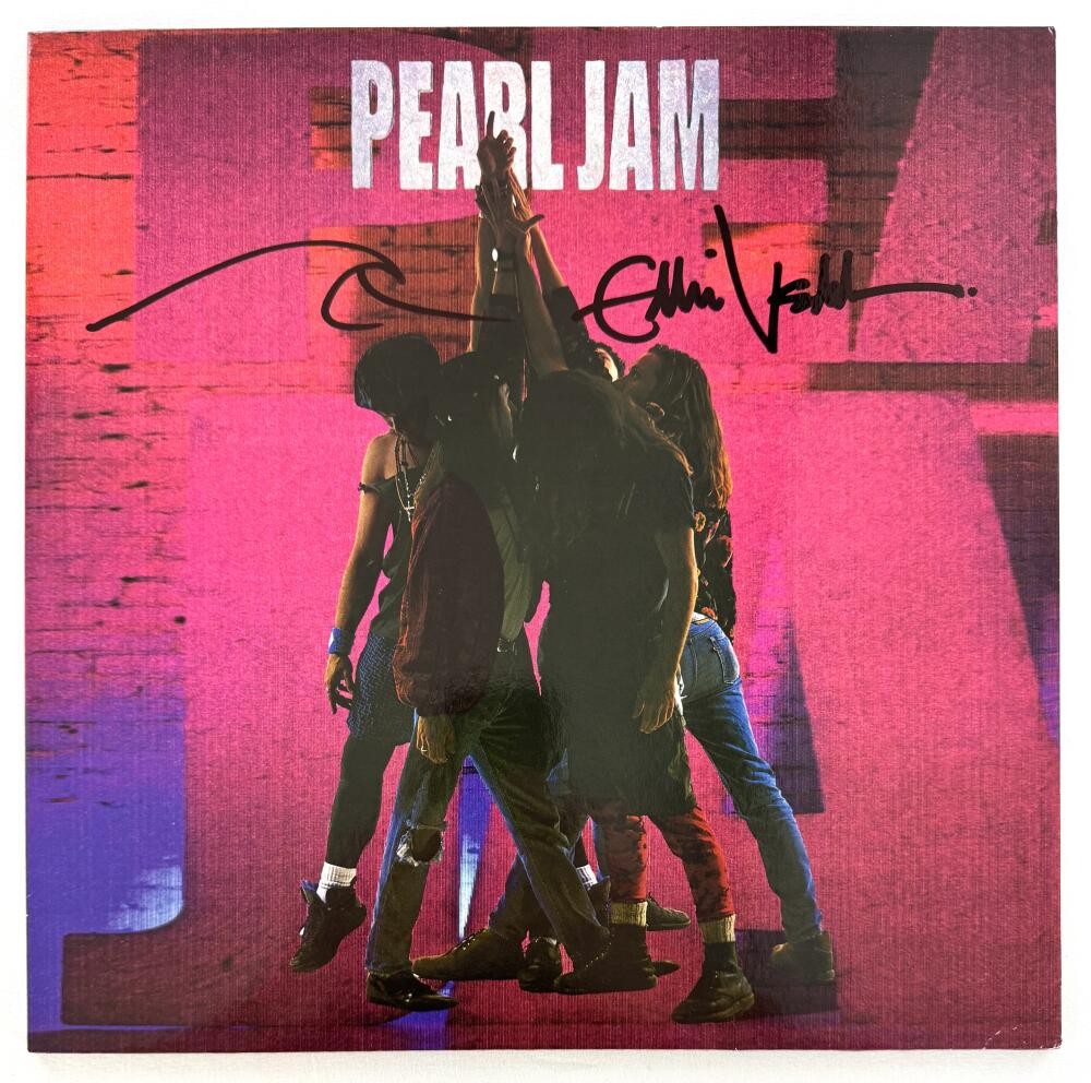 Eddie Vedder Signed Autograph Pearl Jam Ten Album Record Wave Art Sketch w/ COA