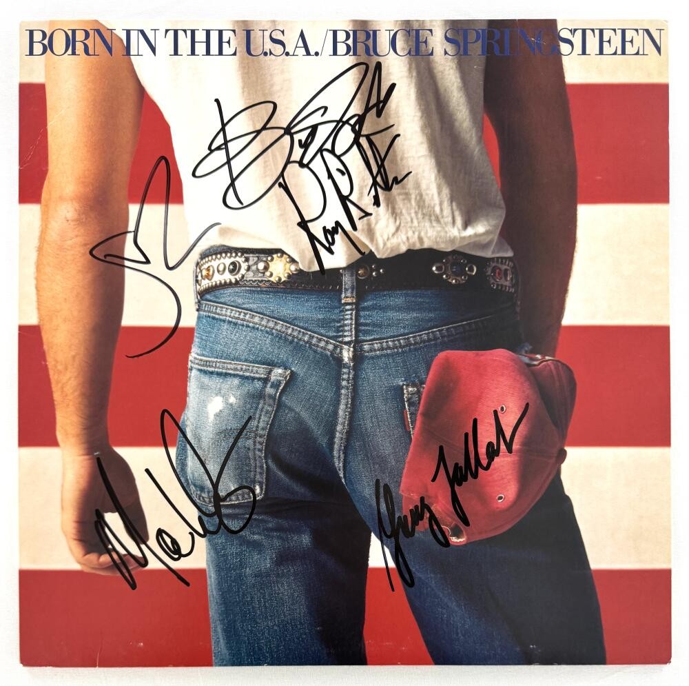 Bruce Springsteen & E Street Band Signed Autograph Born in the USA Album LP COA