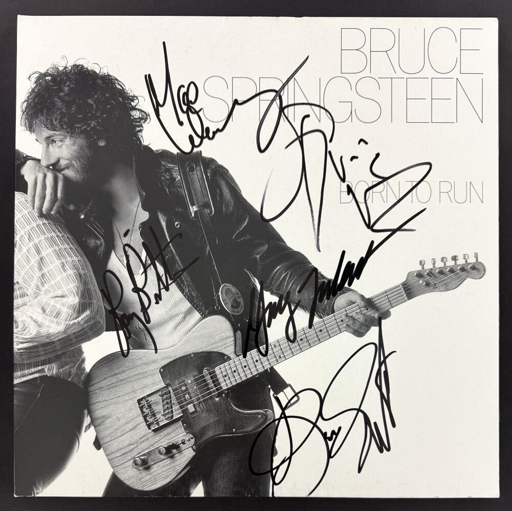 Bruce Springsteen E Street Band x5 Signed Autograph Born to Run Album LP BAS COA