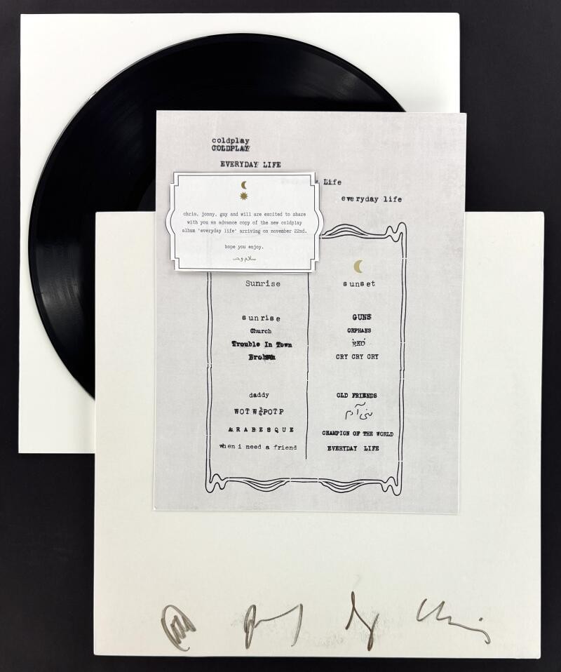 Coldplay Band Signed Autograph Album Vinyl LP Test Pressing Chris Martin BAS COA