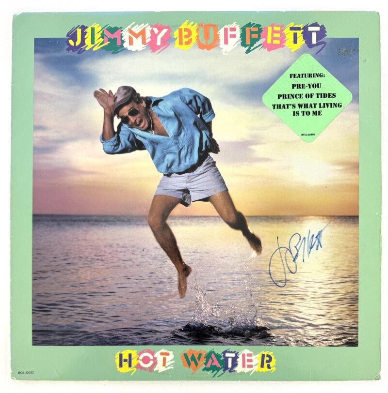 Jimmy Buffett Signed Autograph Album Vinyl Record LP - Hot Water w/ JSA COA
