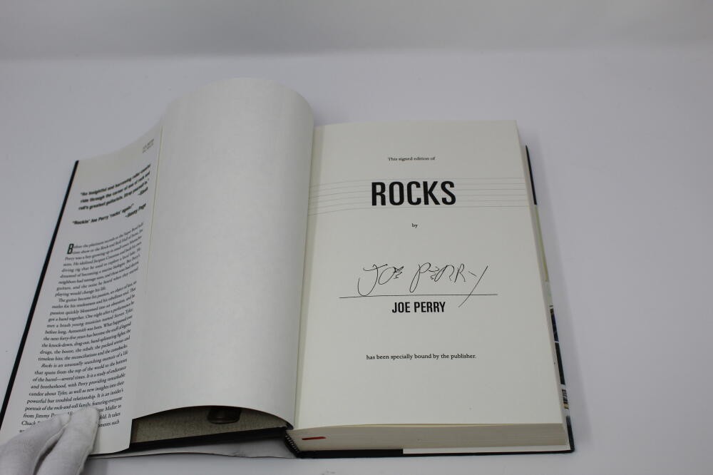 JOE PERRY SIGNED AUTOGRAPH ROCKS BOOK - AEROSMITH, GET A GRIP, TOYS IN THE ATTIC