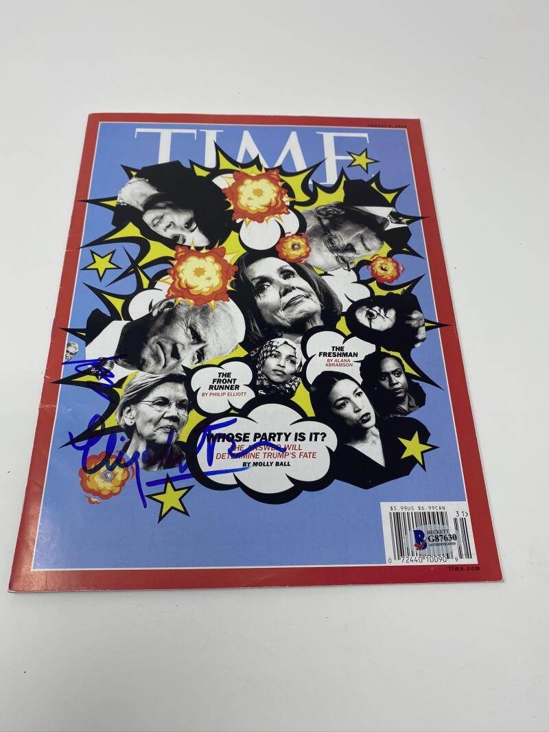 PRESIDENT JOE BIDEN SIGNED AUTOGRAPH TIME MAGAZINE W/ ELIZABETH WARREN BECKETT
