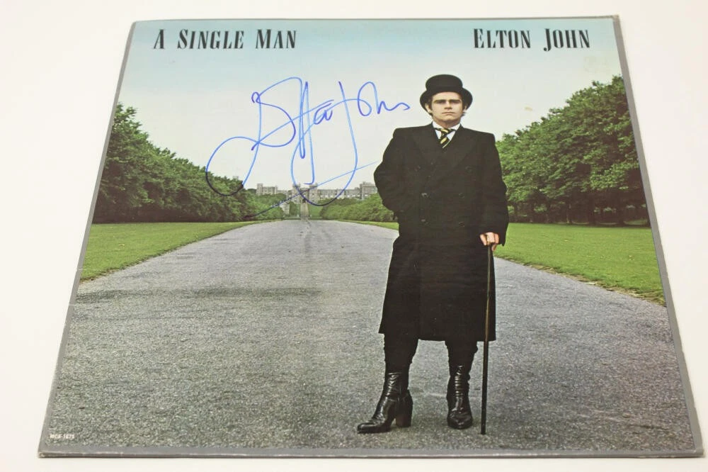 ELTON JOHN SIGNED AUTOGRAPH ALBUM VINYL RECORD A SINGLE MAN ROCKETMAN LEGEND JSA