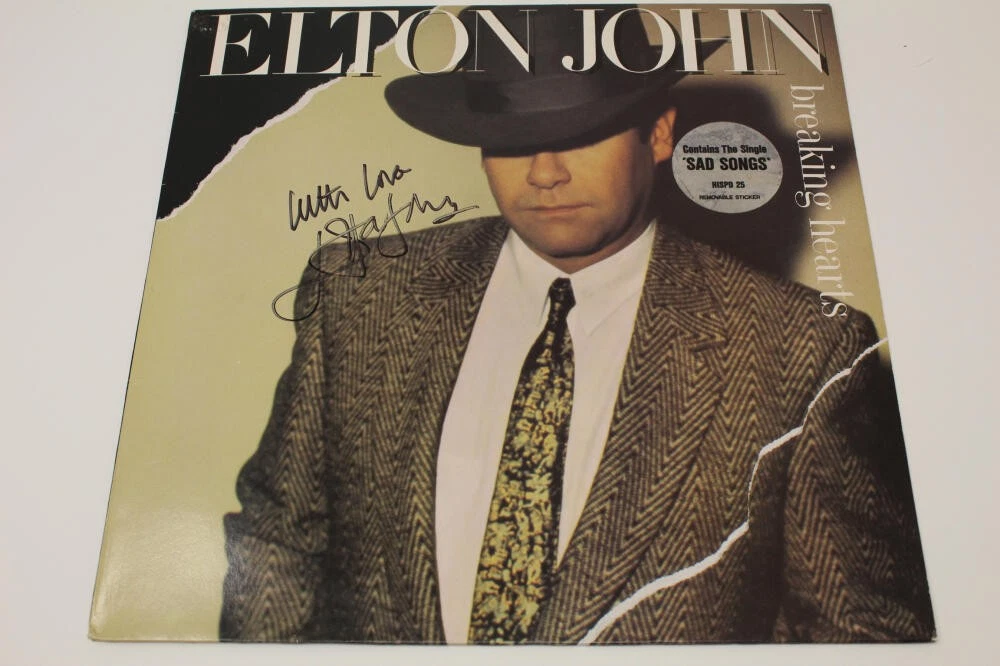 SIR ELTON JOHN SIGNED AUTOGRAPH ALBUM VINYL RECORD - BREAKING HEARTS BECKETT COA
