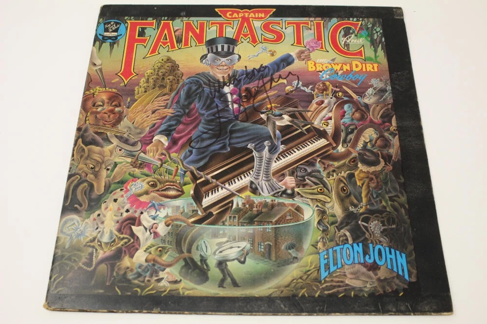 ELTON JOHN SIGNED AUTOGRAPH ALBUM VINYL RECORD - CAPTAIN FANTASTIC RARE BECKETT