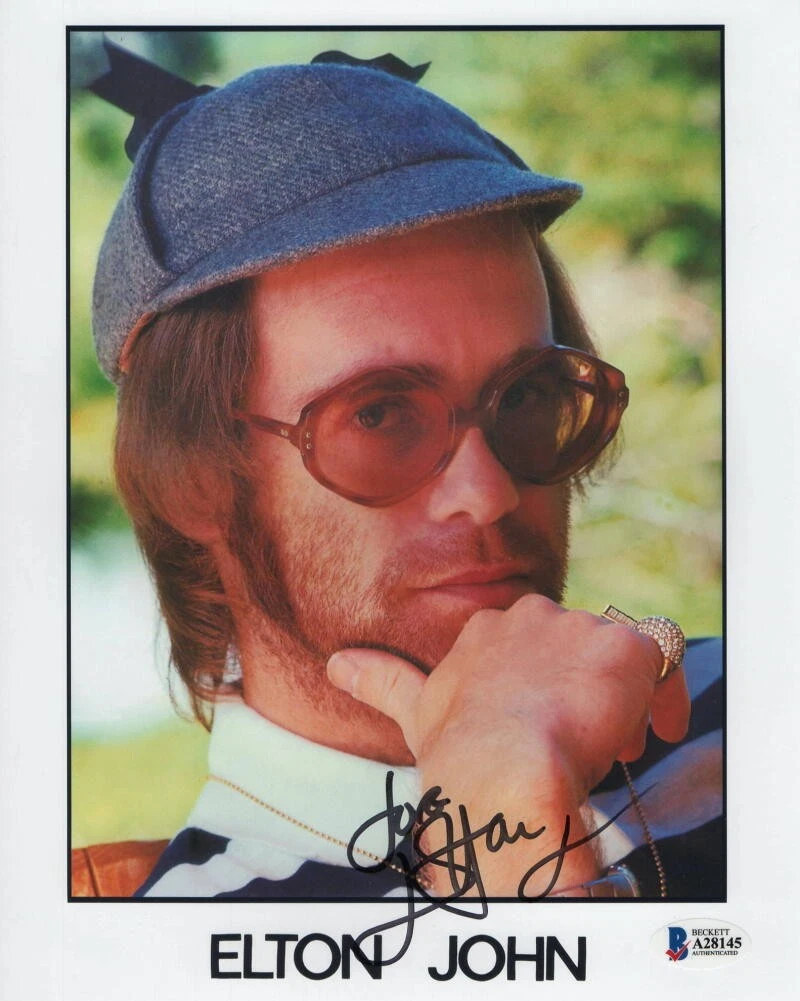 ELTON JOHN SIGNED AUTOGRAPH 8X10 PHOTO - VINTAGE IMAGE OF THE ROCKET MAN BECKETT