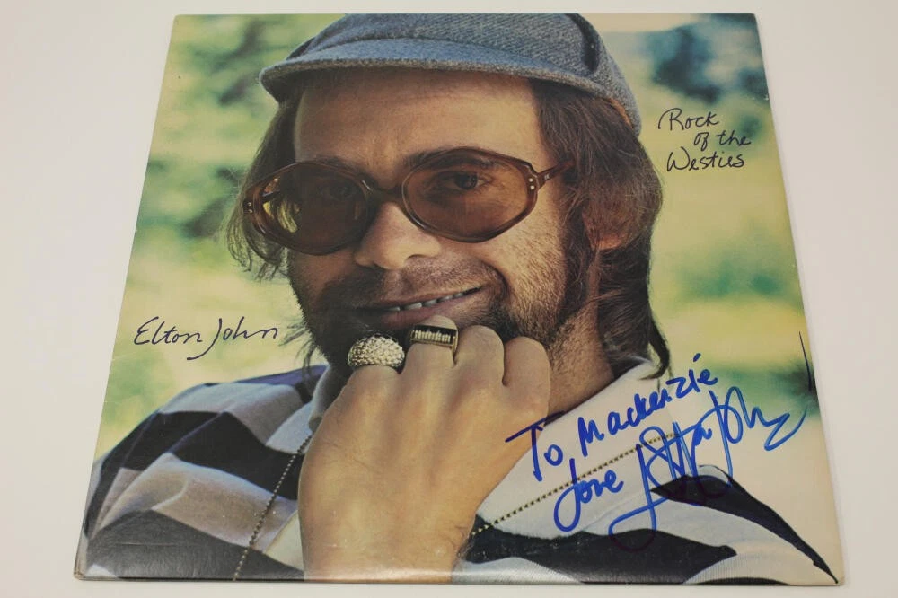 SIR ELTON JOHN SIGNED AUTOGRAPH ALBUM VINYL RECORD - ROCK OF THE WESTIES BECKETT