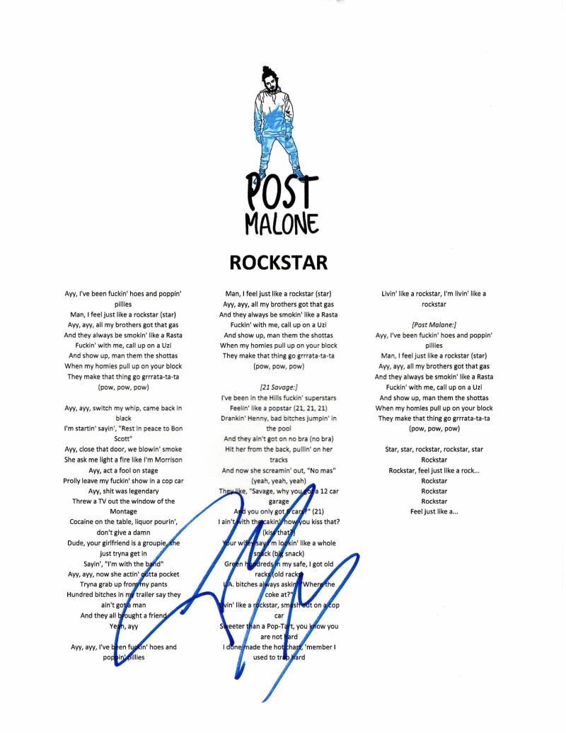 POST MALONE SIGNED AUTOGRAPH 