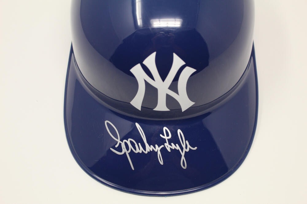 SPARKY LYLE SIGNED AUTOGRAPH NEW YORK YANKEES HELMET - CY YOUNG AWARD WINNER JSA