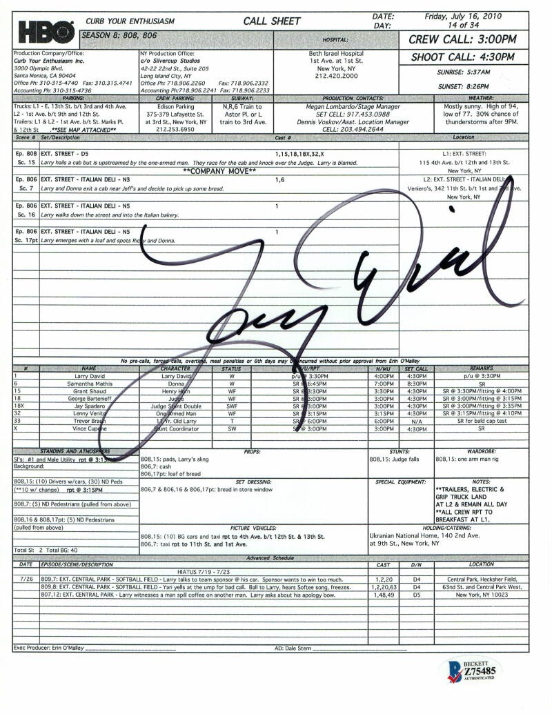 LARRY DAVID SIGNED AUTOGRAPH 