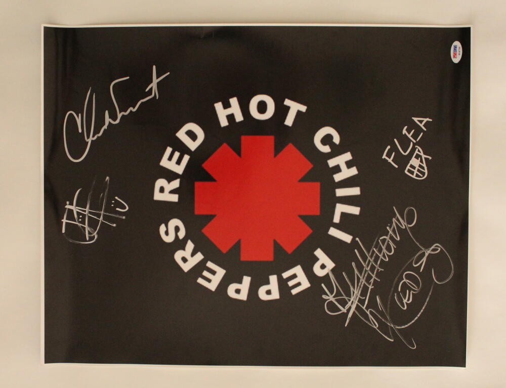 RED HOT CHILI PEPPERS SIGNED AUTOGRAPH 16X20 POSTER PHOTO ANTHONY KIEDIS +3 PSA