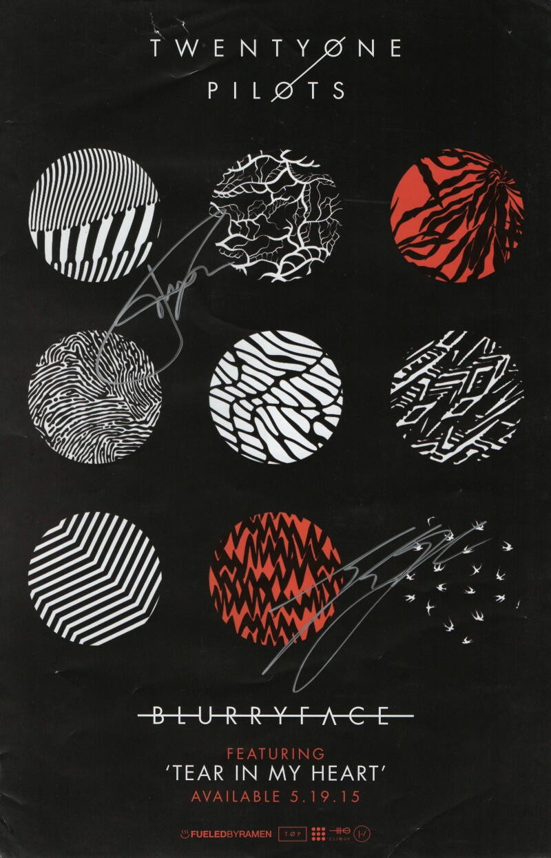 TWENTY ONE PILOTS DUAL SIGNED AUTOGRAPH 11X17 TOUR POSTER PHOTO - BLURRYFACE