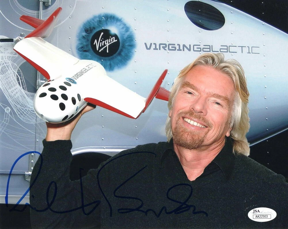 RICHARD BRANSON SIGNED AUTOGRAPH 8x10 PHOTO - VIRGIN RECORDS GALACTIC GROUP JSA