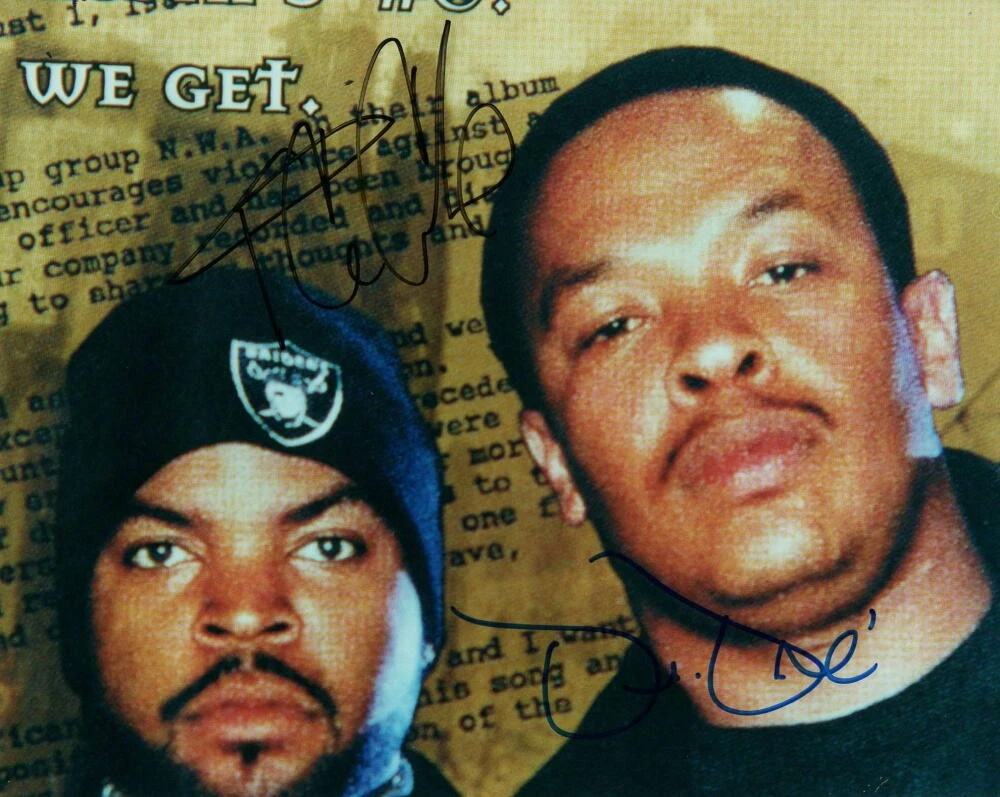 DR DRE & ICE CUBE SIGNED AUTOGRAPH 8X10 PHOTO NWA RAPPERS HIP HOP ICONS BECKETT