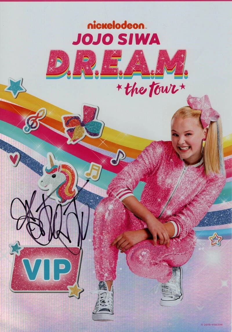 JOJO SIWA SIGNED AUTOGRAPH D.R.E.A.M. DREAM TOUR VIP POSTER E - CELEBRATE, RARE
