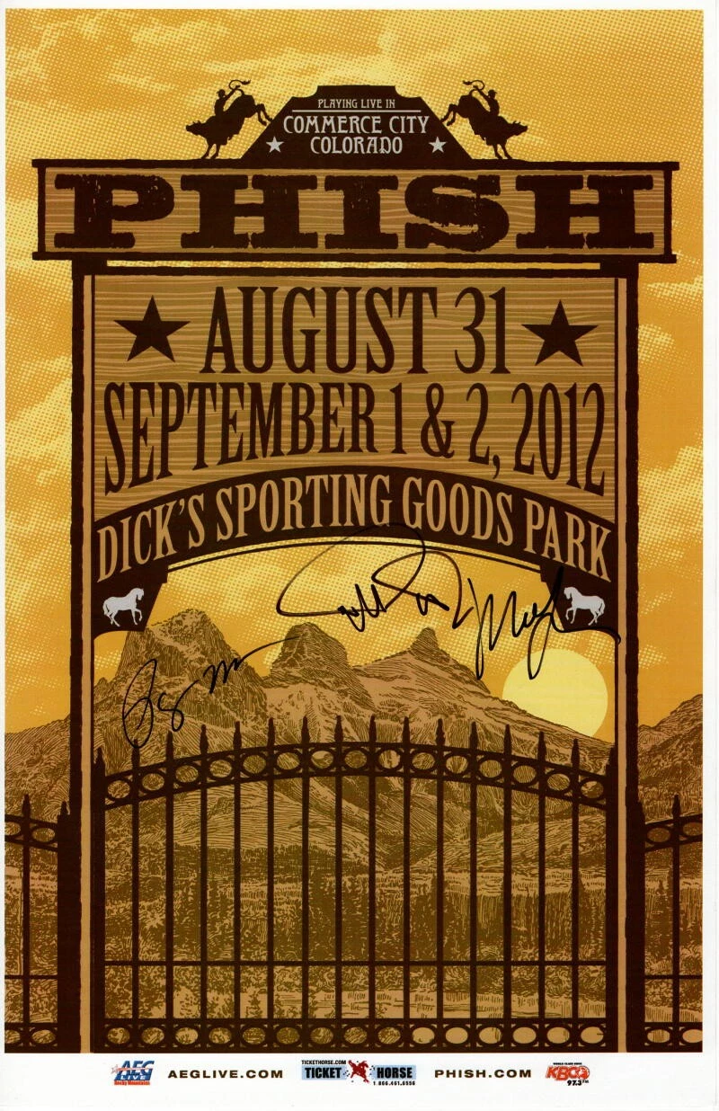 TREY ANASTASIO, MIKE, PAGE SIGNED AUTOGRAPH 2012 COLORADO PHISH TOUR POSTER COLLECTIBLE MEMORABILIA