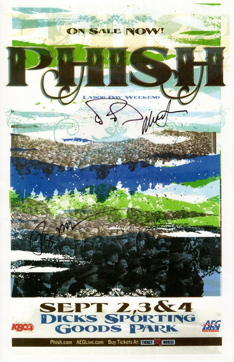 TREY ANASTASIO, MIKE, PAGE SIGNED AUTOGRAPH COLORADO PHISH CONCERT TOUR POSTER
