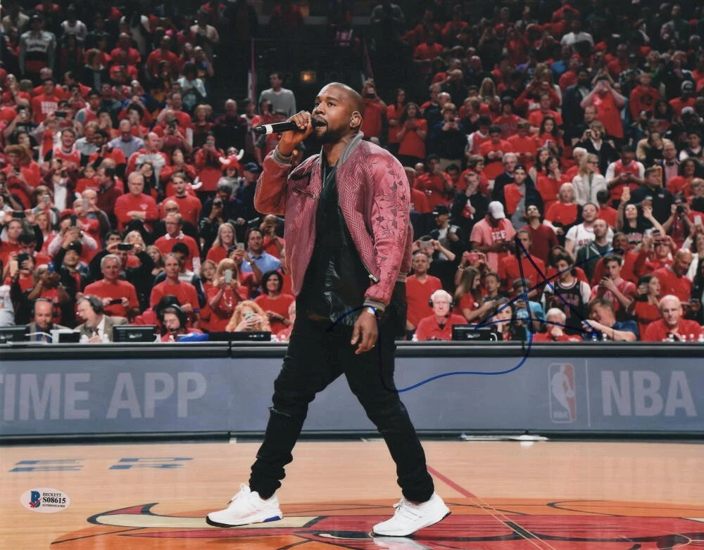 KANYE WEST SIGNED AUTOGRAPH 11X14 PHOTO - COLLEGE DROPOUT, CHICAGO BULLS BECKETT