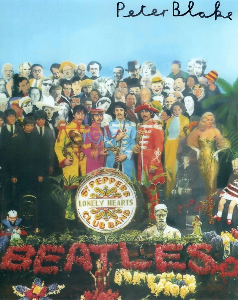 PETER BLAKE SIGNED AUTOGRAPH 8X10 PHOTO - SGT PEPPPER'S LONELY HEARTS CLUB BAND