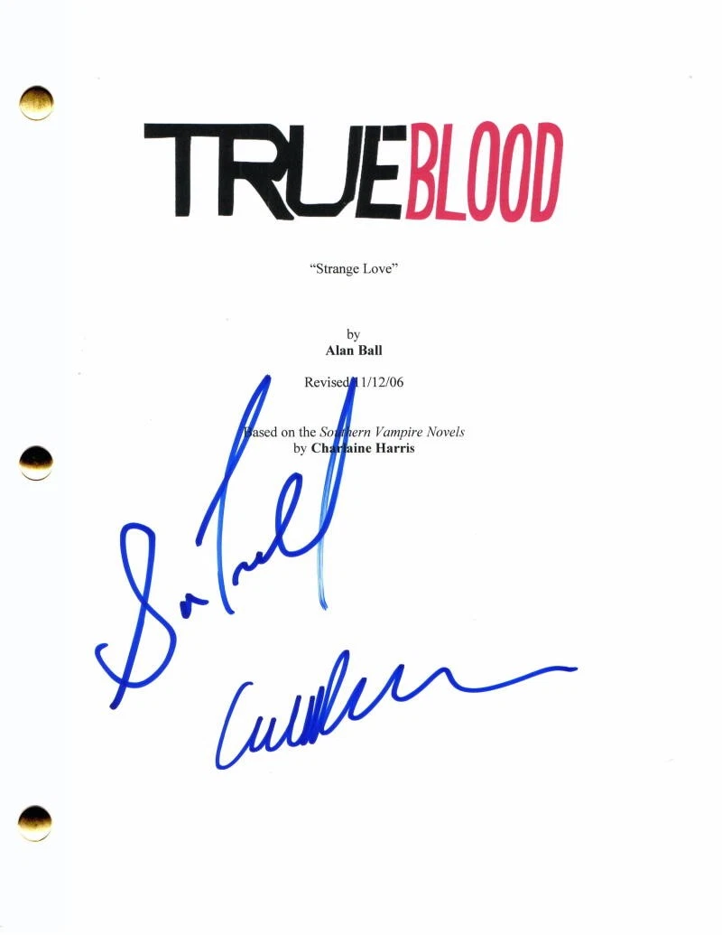 SAM TRAMMELL & CARRIE PRESTON CAST SIGNED AUTOGRAPH TRUE BLOOD FULL PILOT SCRIPT