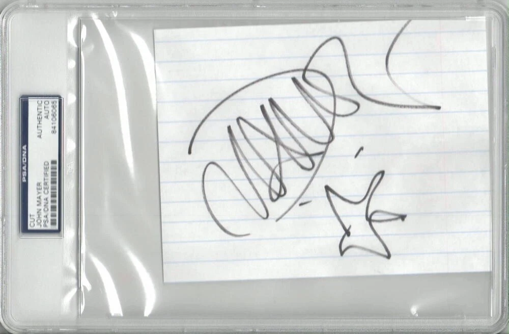 JOHN MAYER SIGNED AUTOGRAPH PSA SLABBED CUT W/ HAND DRAWN ORIGINAL ART SKETCH!
