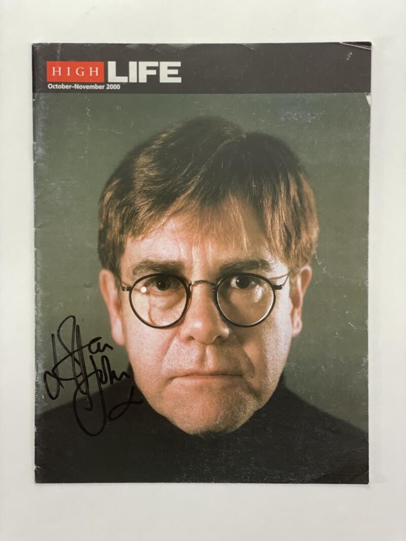 ELTON JOHN SIGNED AUTOGRAPH HIGH LIFE MAGAZINE - GOODBYE YELLOW BRICK ROAD REAL