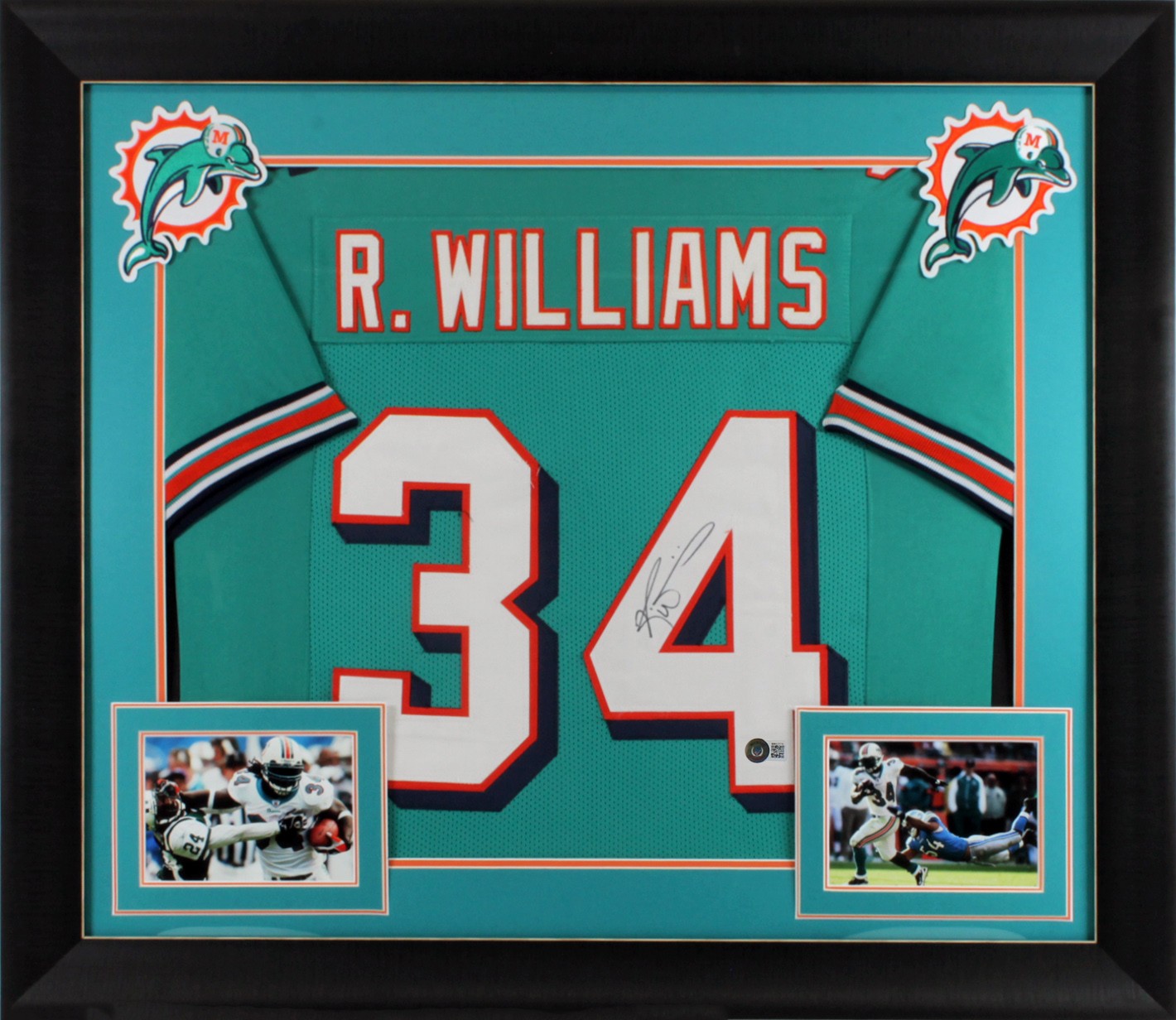 Ricky Williams Authentic Signed Teal Pro Style Framed Jersey BAS Witnessed