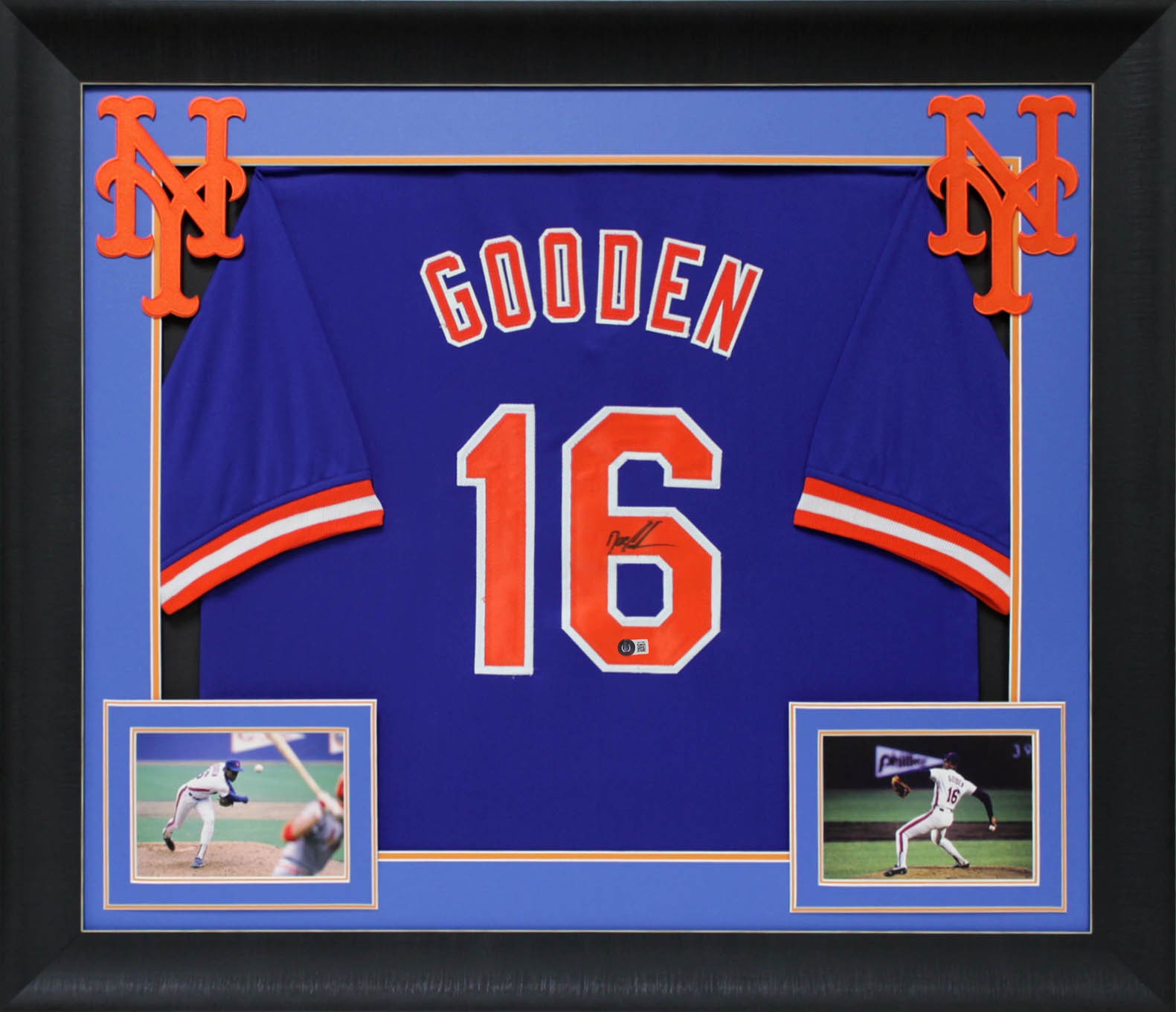 Doc Gooden Authentic Signed Blue Pro Style Framed Jersey BAS Witnessed