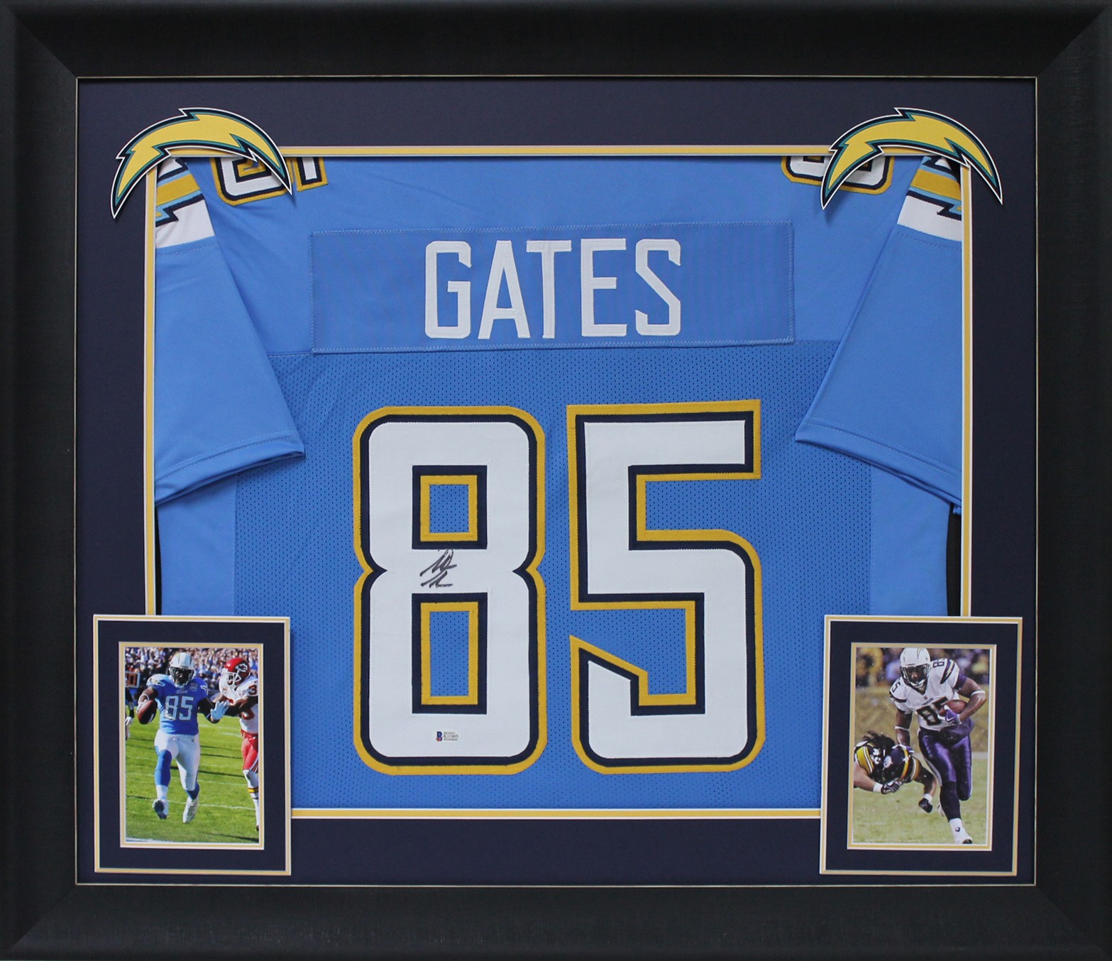 Antonio Gates Authentic Signed Powder Blue Pro Style Framed Jersey BAS Witnessed