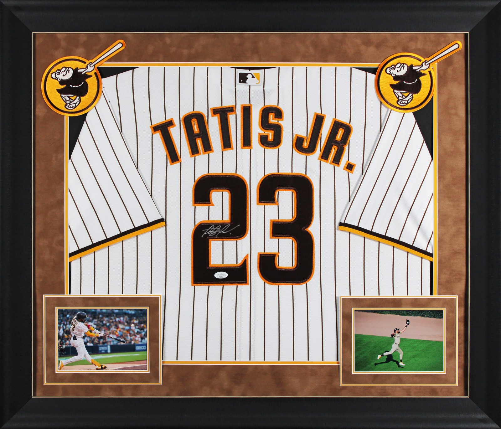Padres Fernando Tatis Jr. Signed White Pinstriped Nike Framed Jersey JSA