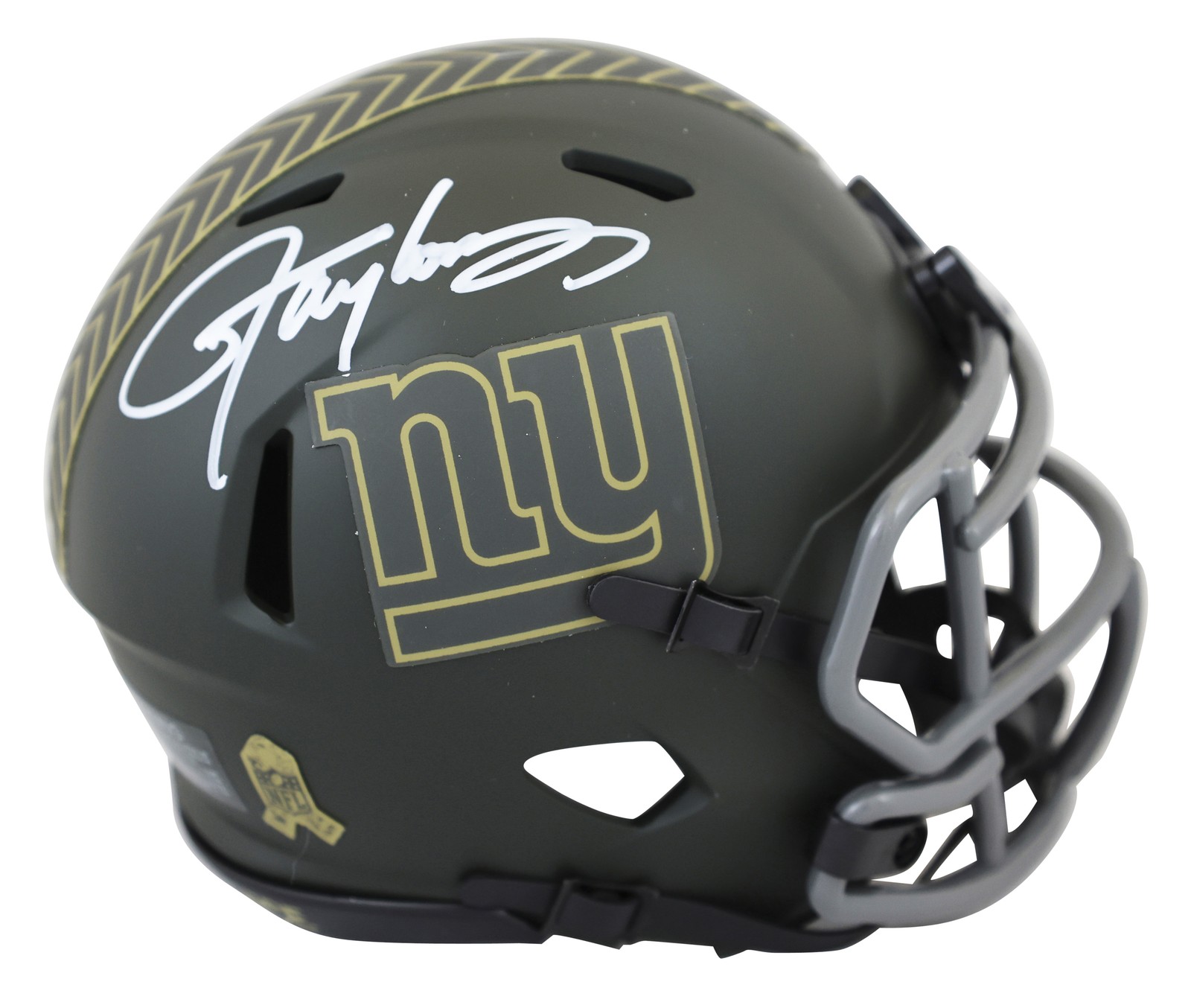 Giants Lawrence Taylor Signed Salute to Service IV Speed Mini Helmet BAS Witness