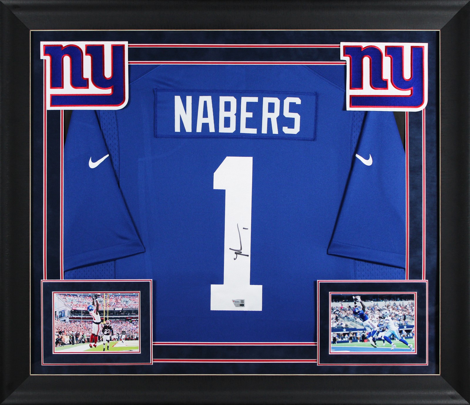 Giants Malik Nabers Authentic Signed Blue Nike Limited Framed Jersey Fanatics
