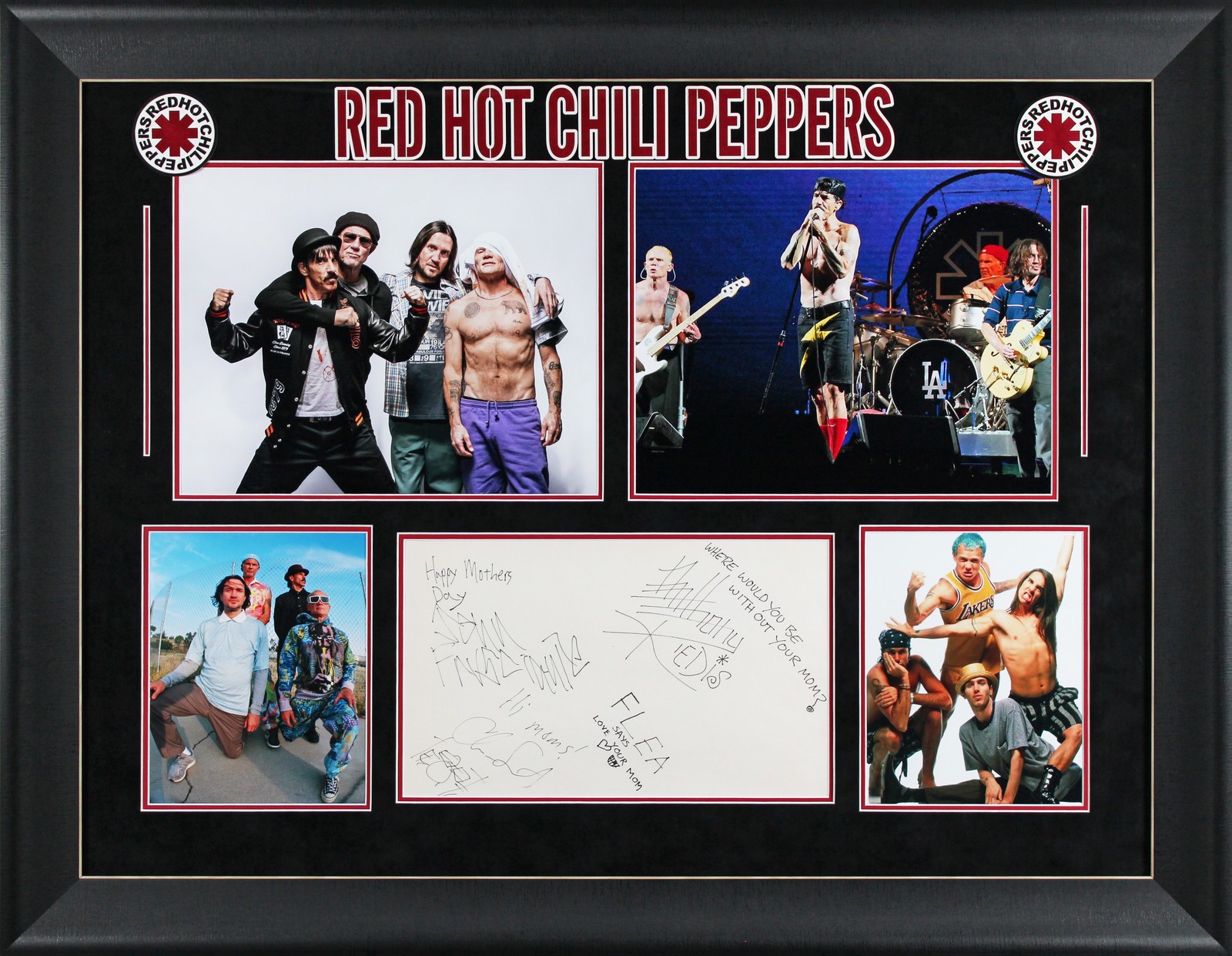 RHCP (4) Kiedis, Flea, Smith, & Frusciante Signed & Framed 8.5x14 Cut BAS LOA