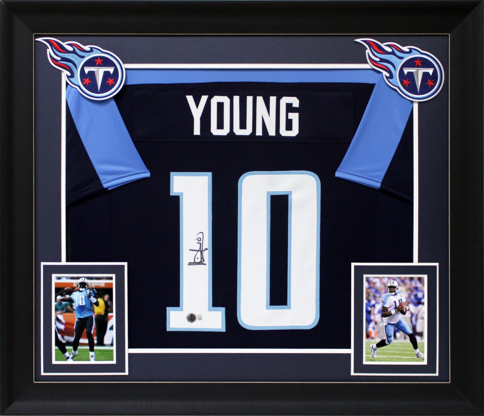 Vince Young Authentic Signed Blue Pro Style Framed Jersey BAS Witnessed