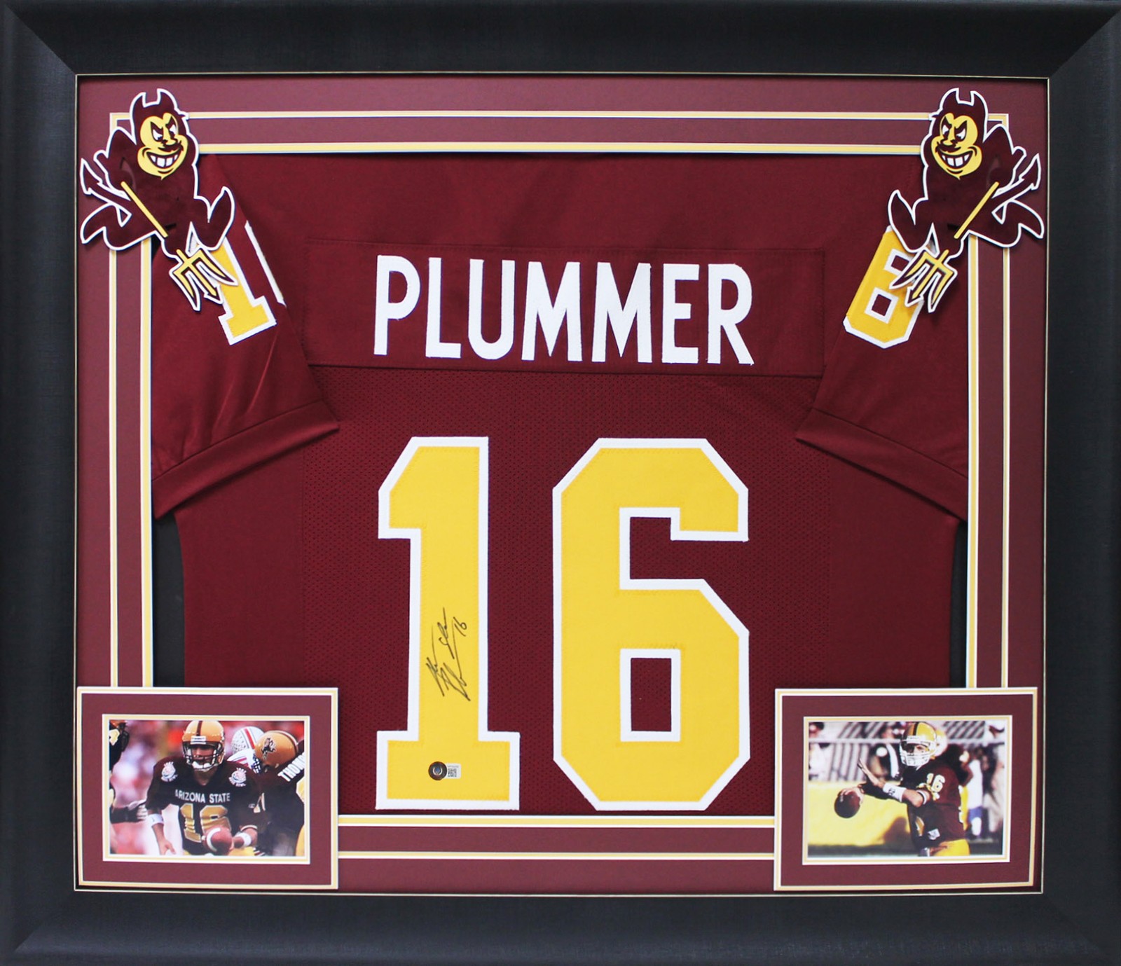 ASU JAKE PLUMMER SIGNED MAROON PRO STYLE FRAMED JERSEY SIGNED ON #1 BAS WITNESS COLLECTIBLE MEMORABILIA