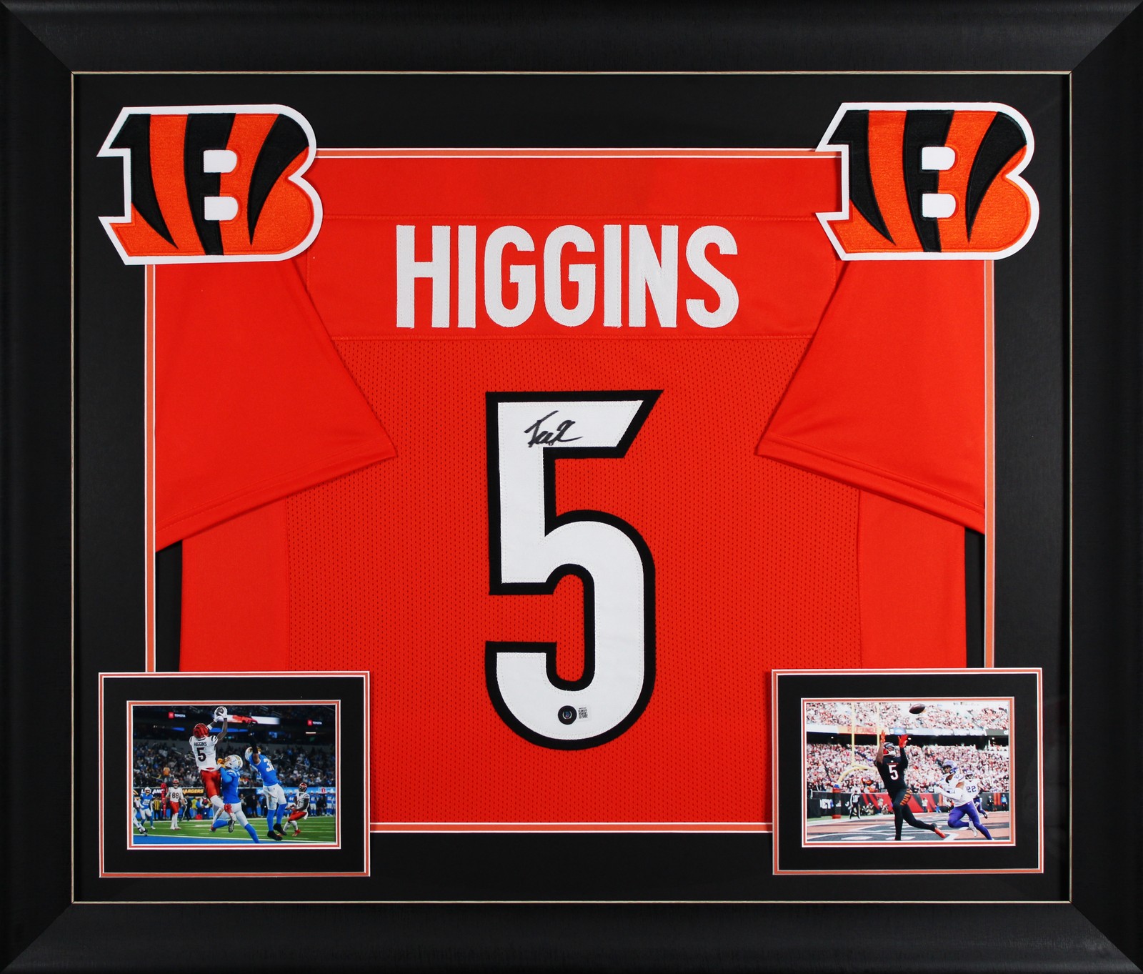 Tee Higgins Authentic Signed Orange Pro Style Framed Jersey BAS Witnessed 2