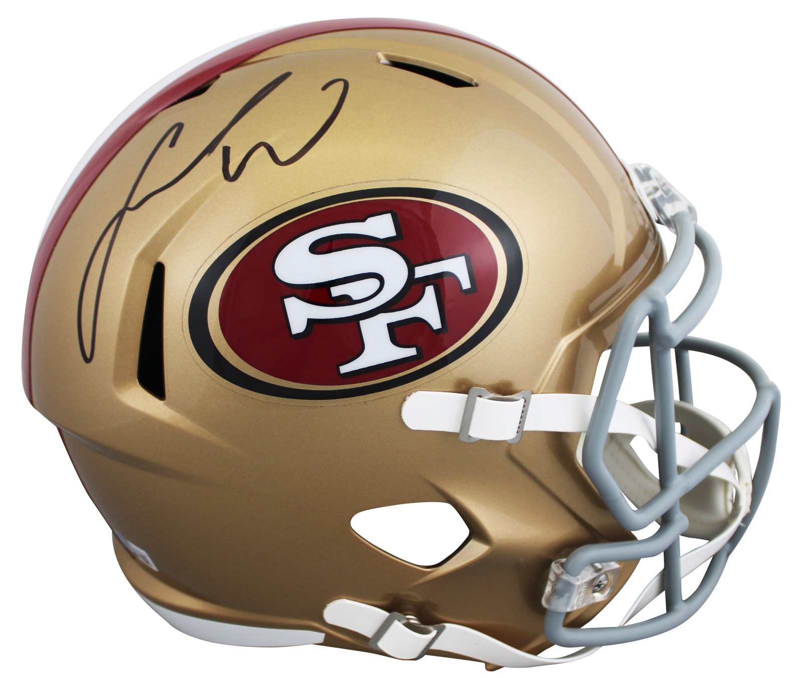 49ERS FRED WARNER AUTHENTIC SIGNED FULL SIZE SPEED REP HELMET AUTOGRAPHED BAS COLLECTIBLE MEMORABILIA